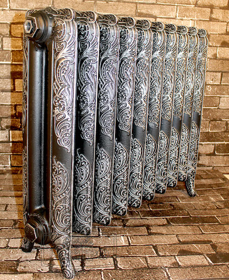 Чугунный радиатор RETROstyle Windsor. Цвет черный + серебро.